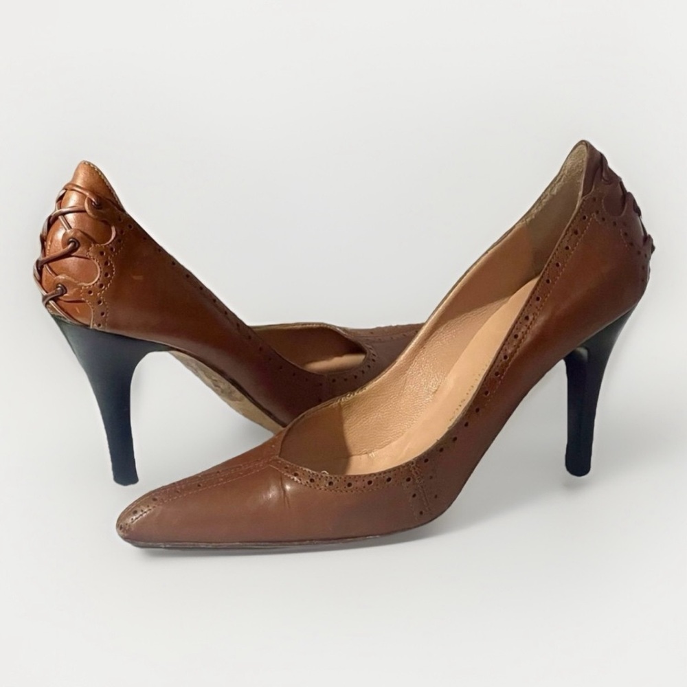Giuseppe Zanotti VICINI Leather Stiletto Designer Heels Womens Sz 6.5 Tan Luxury - Picture 3 of 16